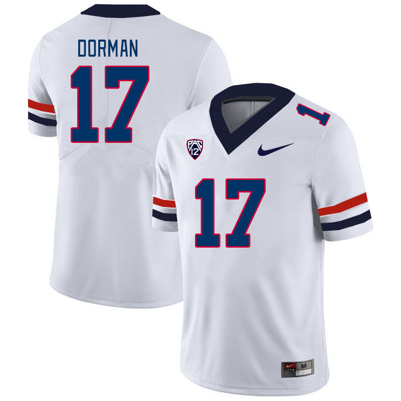 Men #17 Brayden Dorman Arizona Wildcats College Football Jerseys Stitched-White - Click Image to Close